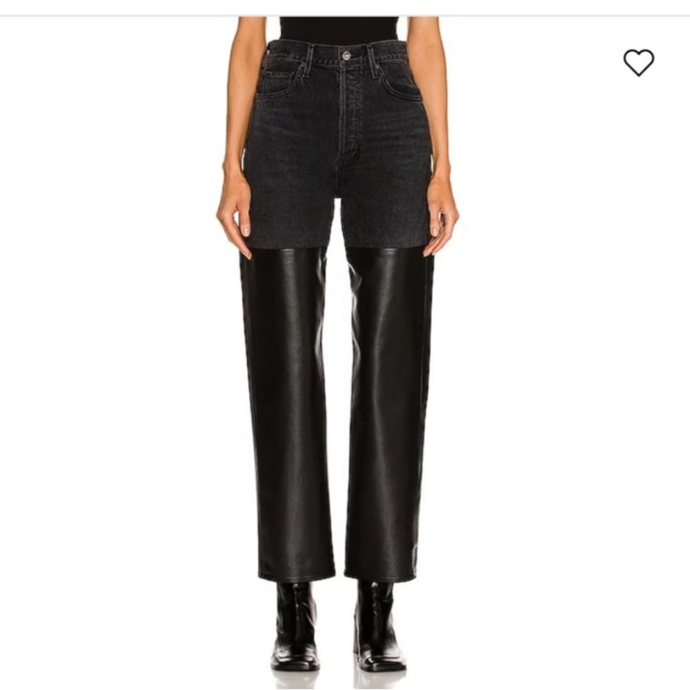 AGOLDE pieced 90’s pinch waist jean in howl & detox - black denim & leather